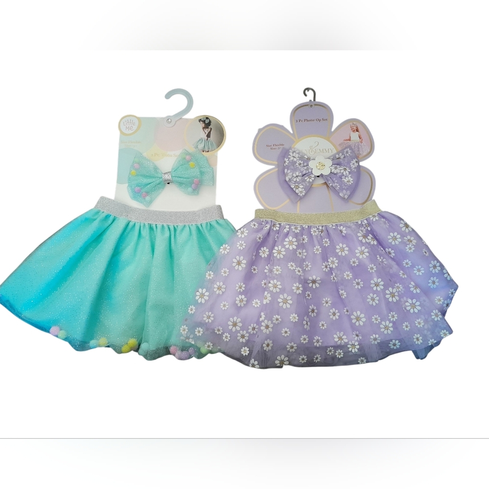 Aqua and Lavender Tutu Skirts with Bows